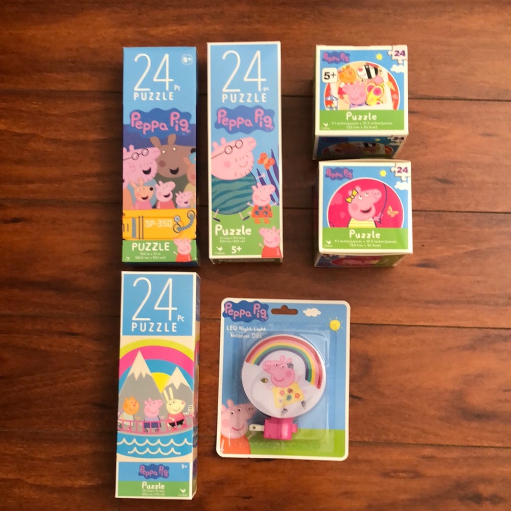 6 Piece Peppa Pig Bundle Puzzles & Night Light